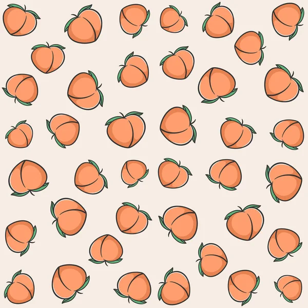 Peaches fruit vector seamless pattern,fresh fruit illustration background