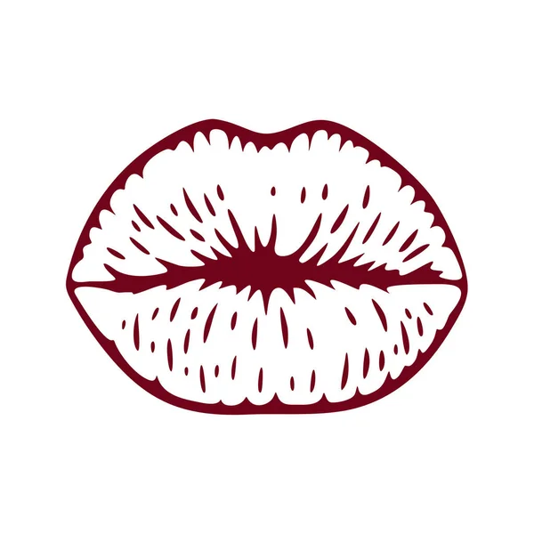 Beauty Female Lips Vector Illustration Female Lips Line Art Black — Vetor de Stock