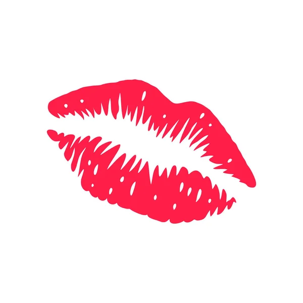 Red Lipstick Print White Beauty Female Lips Vector Illustration — Stock vektor