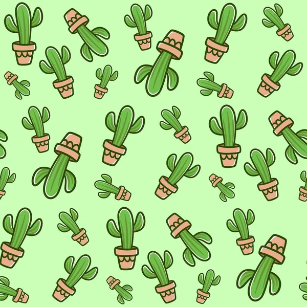 Cute Cactus Seamless Vector Pattern Background Vector Cactus Seamless Pattern — стоковый вектор
