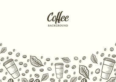 Hand drawn background with coffee beans, Vector coffee background design