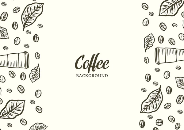 Fondo Dibujado Mano Con Granos Café Diseño Fondo Café Vectorial — Archivo Imágenes Vectoriales