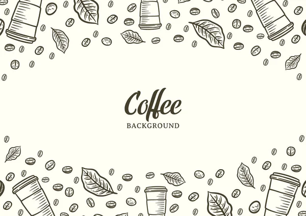 Hand Drawn Background Coffee Beans Vector Coffee Background Design — стоковый вектор
