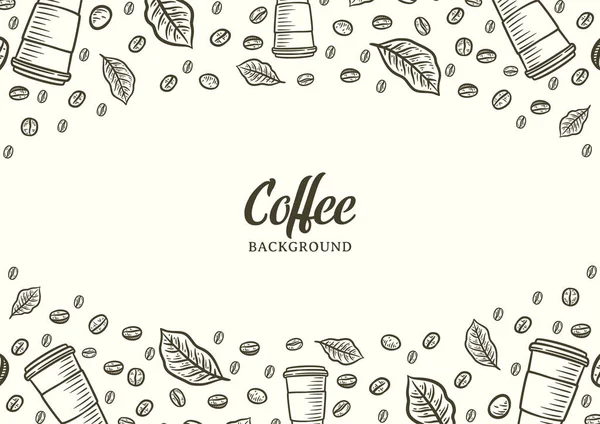 Fondo Dibujado Mano Con Granos Café Diseño Fondo Café Vectorial — Archivo Imágenes Vectoriales