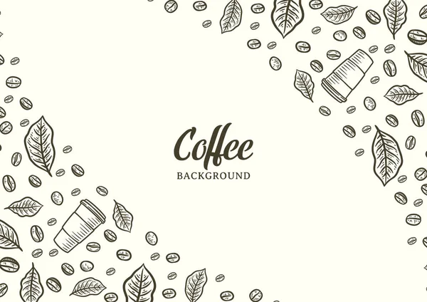 Hand Drawn Background Coffee Beans Vector Coffee Background Design — Vetor de Stock