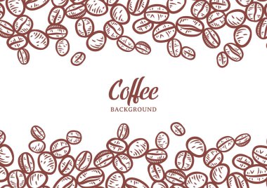 Hand drawn background with coffee beans, Vector coffee background design