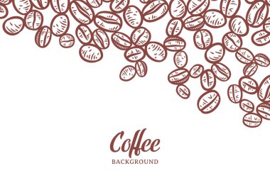 Hand drawn background with coffee beans, Vector coffee background design