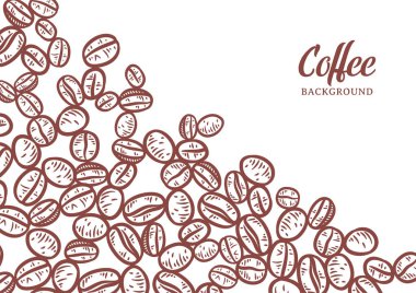 Hand drawn background with coffee beans, Vector coffee background design