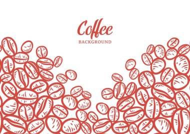 Hand drawn background with coffee beans, Vector coffee background design