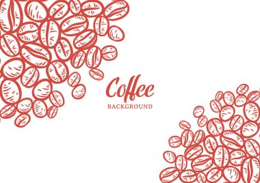 Hand drawn background with coffee beans, Vector coffee background design