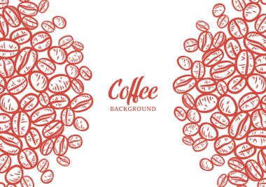 Hand drawn background with coffee beans, Vector coffee background design