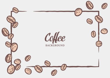 Hand drawn background with coffee beans, Vector coffee background design