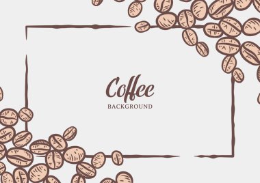 Hand drawn background with coffee beans, Vector coffee background design