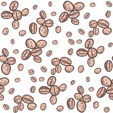Coffee beans seamless pattern background. Coffee beans pattern background