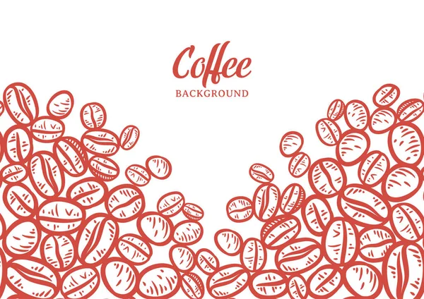 Fondo Dibujado Mano Con Granos Café Diseño Fondo Café Vectorial — Archivo Imágenes Vectoriales