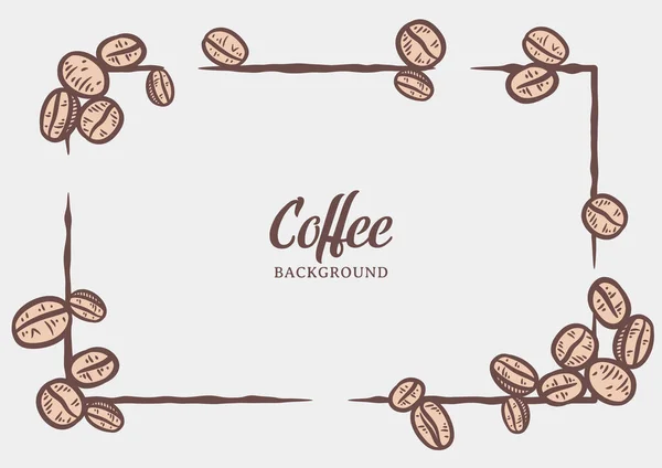 Fondo Dibujado Mano Con Granos Café Diseño Fondo Café Vectorial — Archivo Imágenes Vectoriales