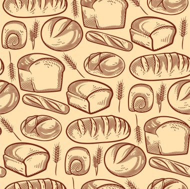 Bread and bakery seamless pattern, seamless bread pattern