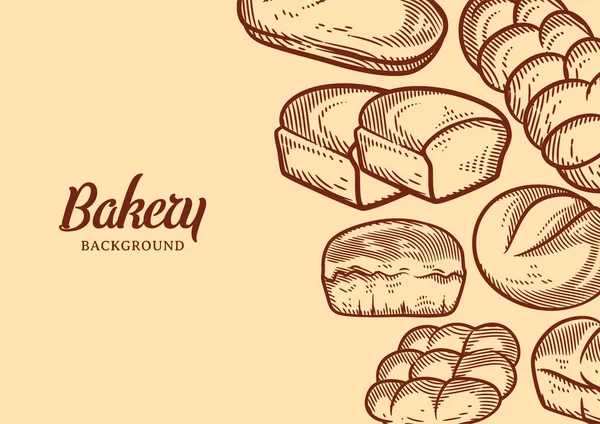 Fondo Panadería Vintage Con Ilustración Vectores Pan Bosquejado Menú Panadería — Vector de stock