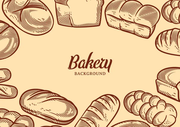 Vintage Bakery Background Sketched Bread Vector Illustration Bakery Bakehouse Menu — Wektor stockowy
