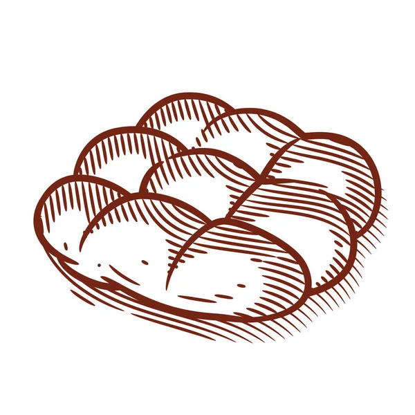 Hand Drawn Bread Bakery Vector Illustration Line Art Black White — Wektor stockowy