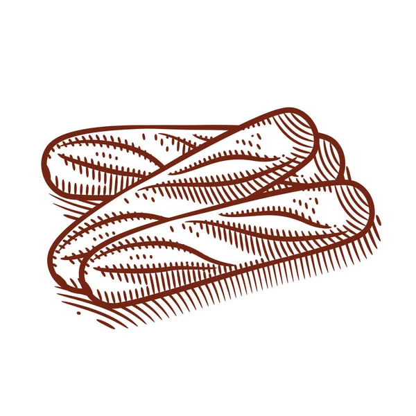 Handritat Bröd Och Bageri Vektor Illustration Linje Konst Svart Och — Stock vektor
