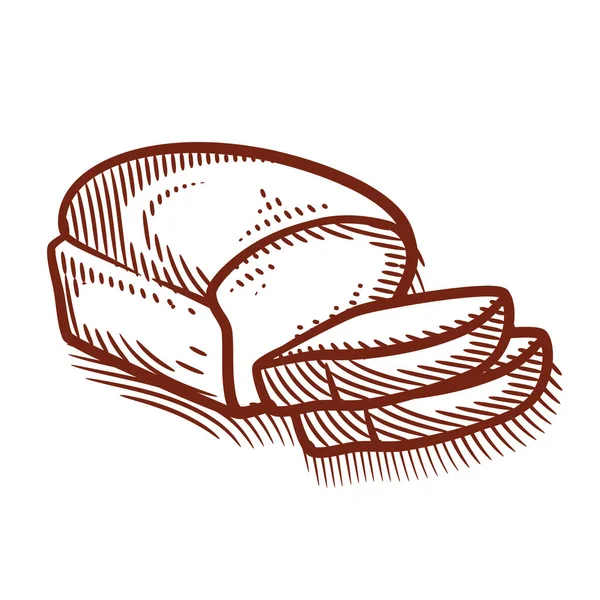 手描きパンとベーカリーのイラストベクトル線画黒と白 — ストックベクタ