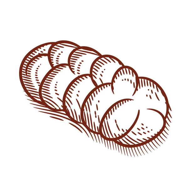 Hand Drawn Bread Bakery Vector Illustration Line Art Black White — Vetor de Stock