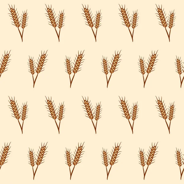 Wheat Seamless Pattern Background Hand Drawn Pattern Wheat Ears — Stock Vector