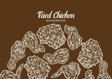 Crispy fried chicken background template, Fast food background vector illustration