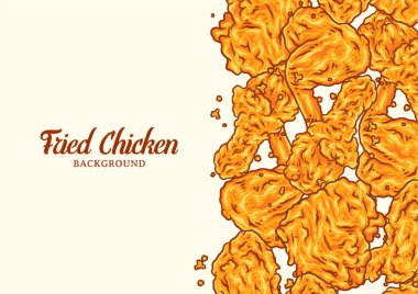 Crispy fried chicken background template, Fast food background vector illustration