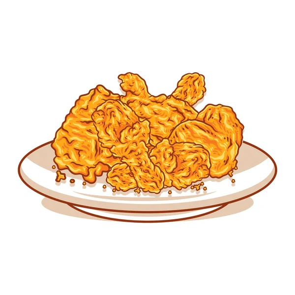 Crispy Fried Chicken Vector Illustration Fried Chicken Illustration Vector Fast — Image vectorielle