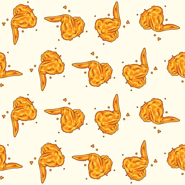 Crispy Fried Chicken Seamless Pattern Fast Food Pattern Background — Vettoriale Stock