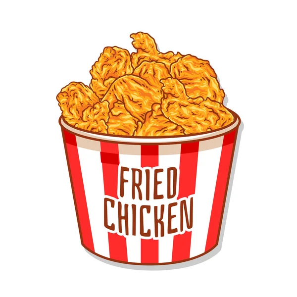 Crispy Fried Chicken Vector Illustration Fried Chicken Illustration Vector Fast — Vettoriale Stock