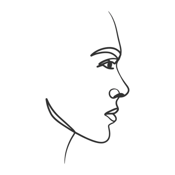 Devamlı Kadın Yüzü Çizimi Sevimli Kadın Doğrusal Portresi Bir Çizgi — Stok Vektör