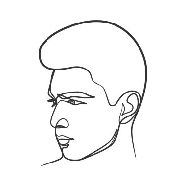 Sürekli insan yüzü çizimi çizimi. Tek çizgi adam portresi. El çizimi minimalist stil