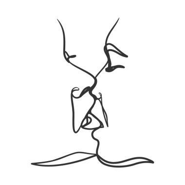 Aralıksız çizim yapan bir çift. Çizgi sanatçısı ve kadın. El çizimi minimalist stil