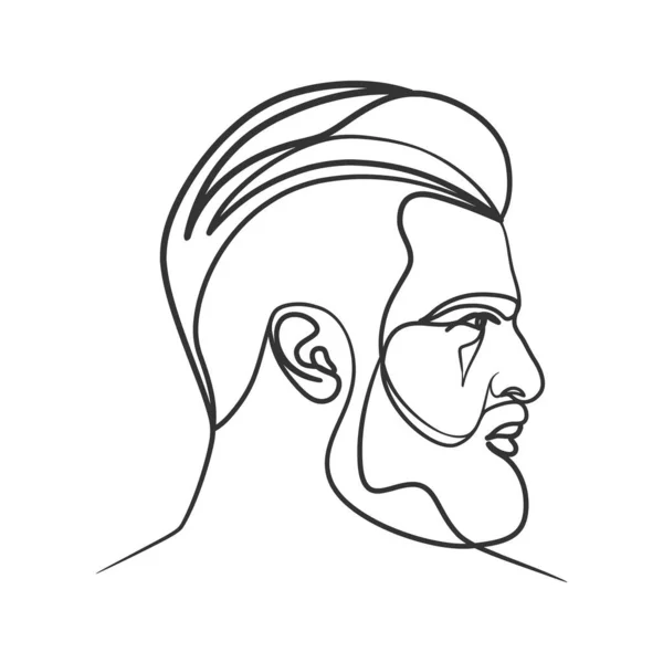 Dibujo Línea Continua Cara Del Hombre Retrato Hombre Una Línea — Vector de stock