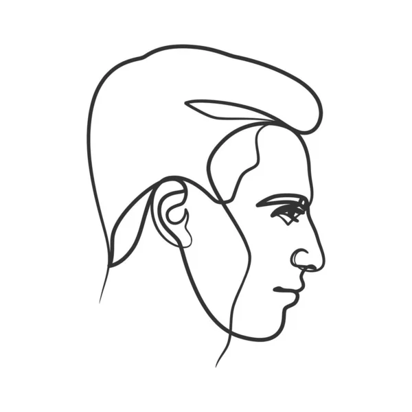 Dessin Art Linéaire Continu Visage Homme Portrait Homme Ligne Style — Image vectorielle