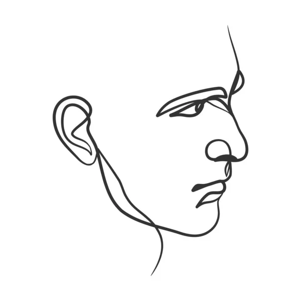 Dessin Art Linéaire Continu Visage Homme Portrait Homme Ligne Style — Image vectorielle