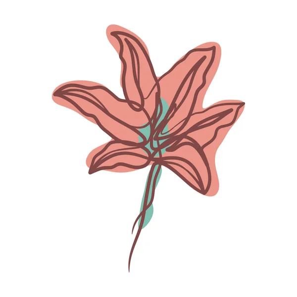 Fleur Abstraite Dans Style Dessin Ligne Continue Dessin Floral Ligne — Image vectorielle