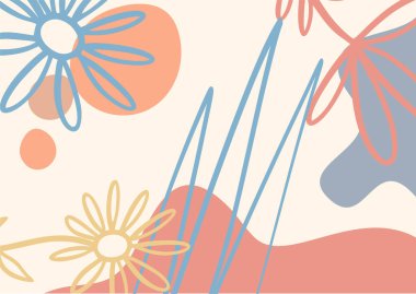 Soyut şekil arkaplan pastel rengi. Asgari soyut organik şekiller vektör arkaplanı