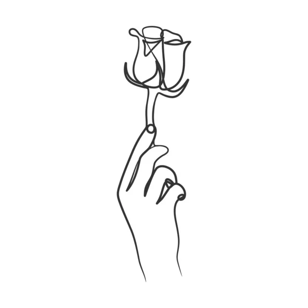 Ele Tutuşan Bir Çiçeğin Aralıksız Çizimi Ele Tutuşan Çiçekler Sanat — Stok Vektör