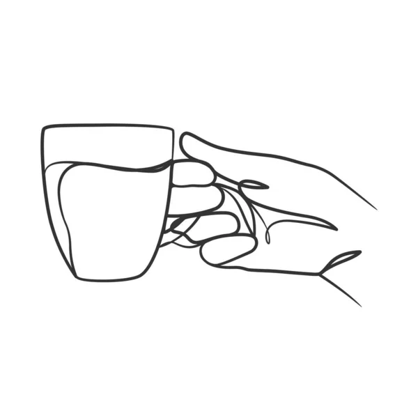 Dessin Art Ligne Continue Des Mains Tenant Une Tasse Café — Image vectorielle