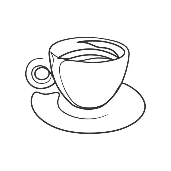 Línea Continua Dibujando Una Taza Café Café Una Línea Arte — Vector de stock