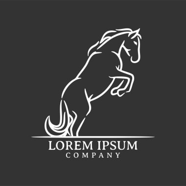 At logosu vektör tasarım şablonu. Basit ayakta duran at logosu vektörü