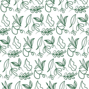 Botanik çiçekleri pürüzsüz izler bırakır. Yaz ve bahar baskısı. Çiçek deseni, yeşil yapraklar.