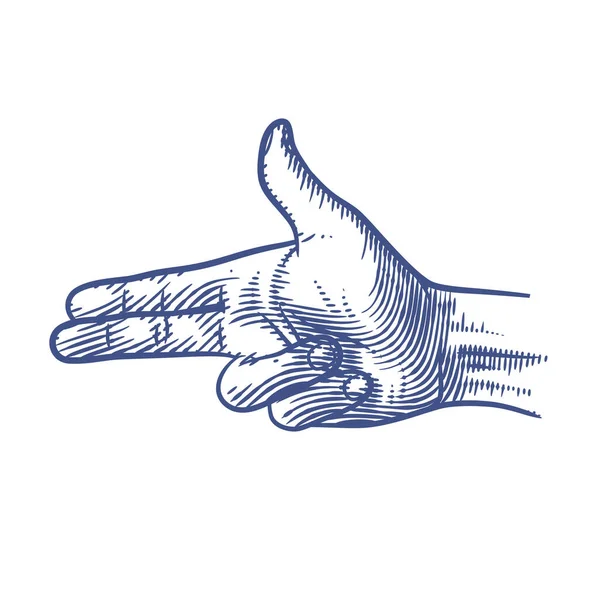 Finger Gun Mão Gesto Linha Arte Vetor Ilustração Mão Mostrando — Vetor de Stock