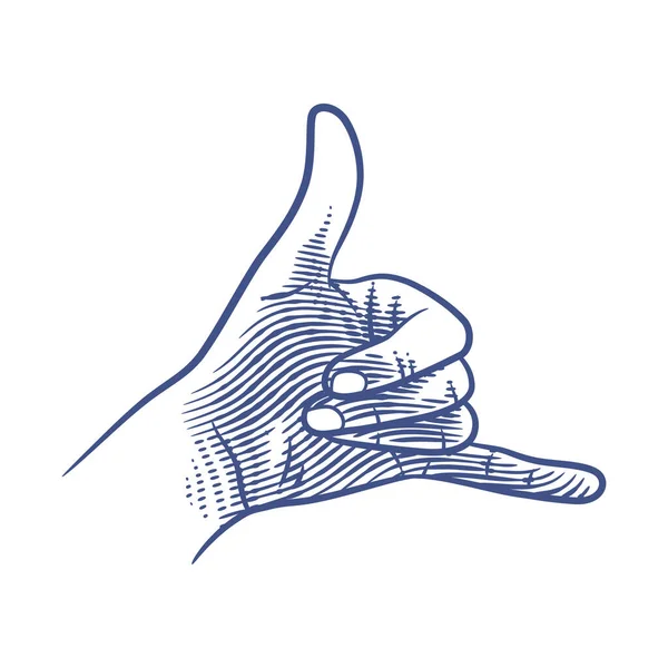 Chame Sinal Mão Gesto Linha Arte Vetor Ilustração Mãos Mostrando — Vetor de Stock