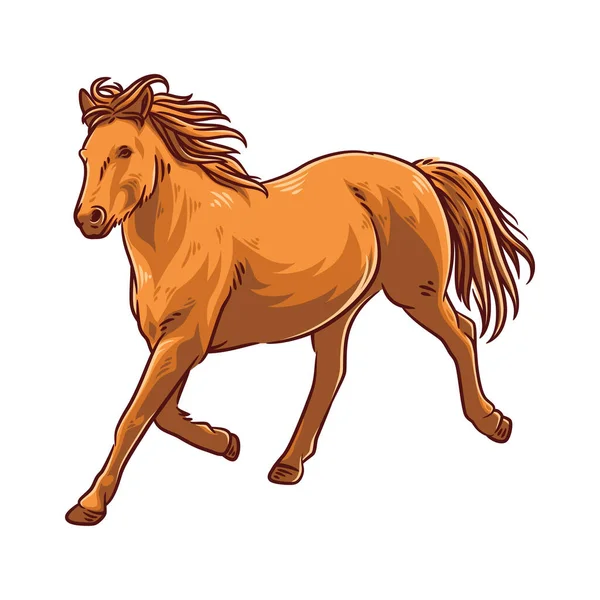 Paardenvector Illustratie Met Kleurrijk Rennend Paard Bruin Paard — Stockvector