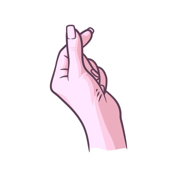 手指头保持心形 可爱的手指头在壁炉边做手势 Saranghae 韩国人的爱情签名 — 图库矢量图片